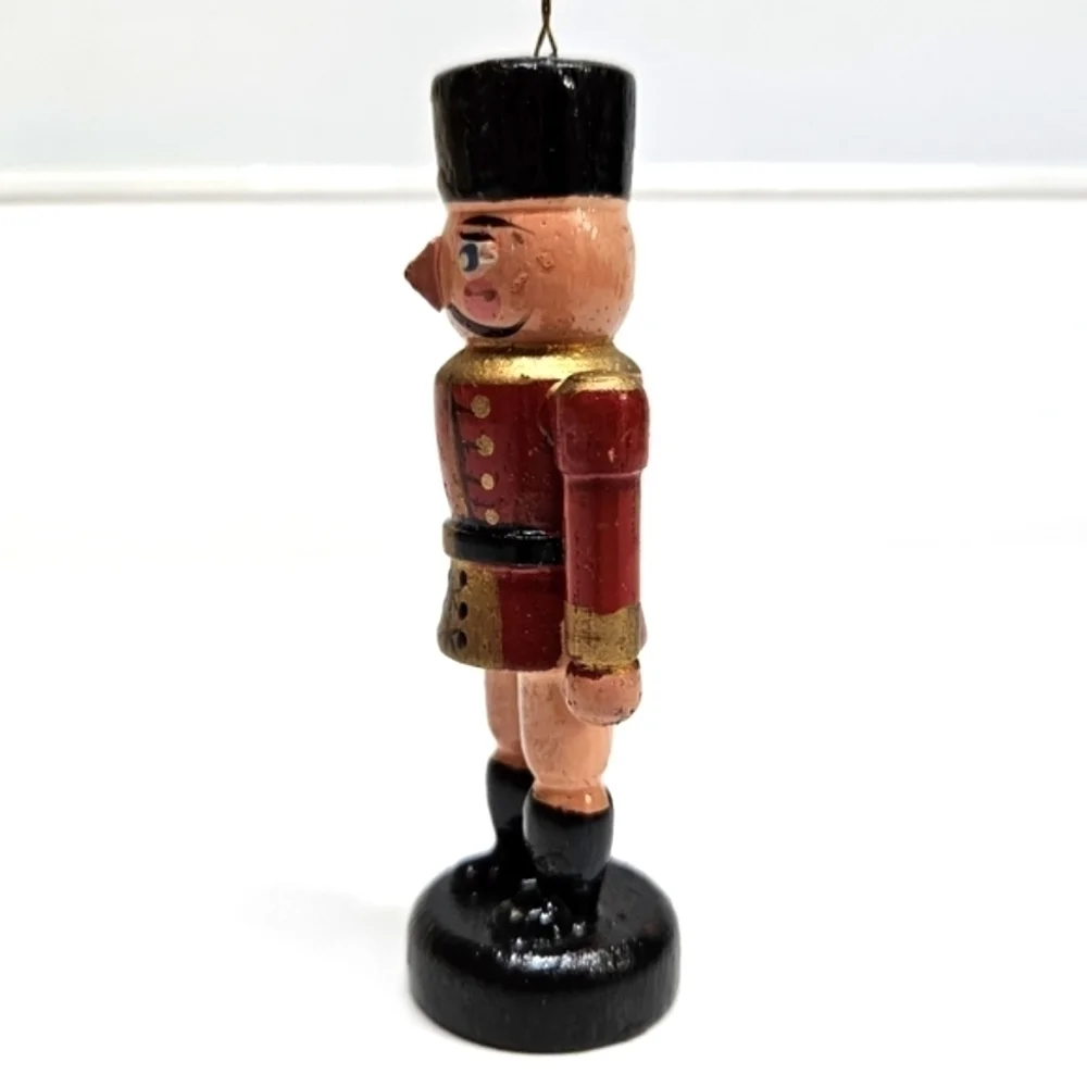 VINTAGE Naughty Nutcracker Painted Wooden Wood Christmas Ornament Estate